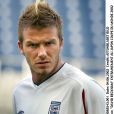 David Beckham lors de l'entraînement de l'équipe d'Angleterre pendant la Coupe du monde au Japon le 4 juin 2002.