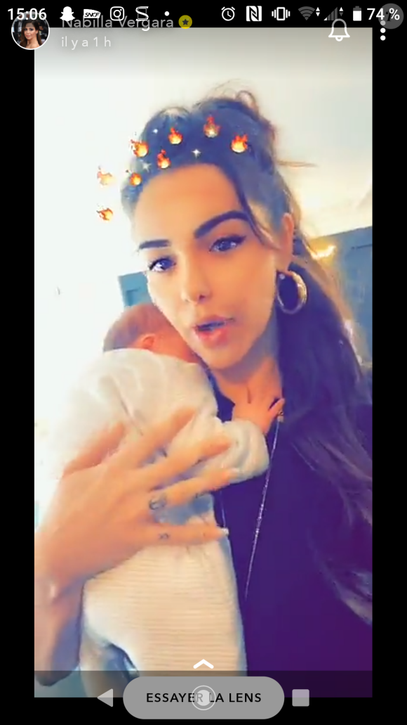 Nabilla Benattia et son fils Milann, sur Snapchat, le 24 octobre 2019