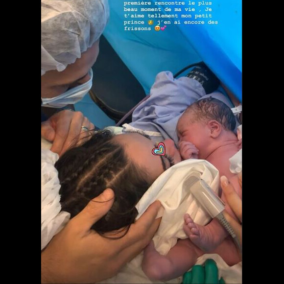 Nabilla partage une photo de son fils Milann après l'accouchement sur Instagram le 29 octobre 2019.