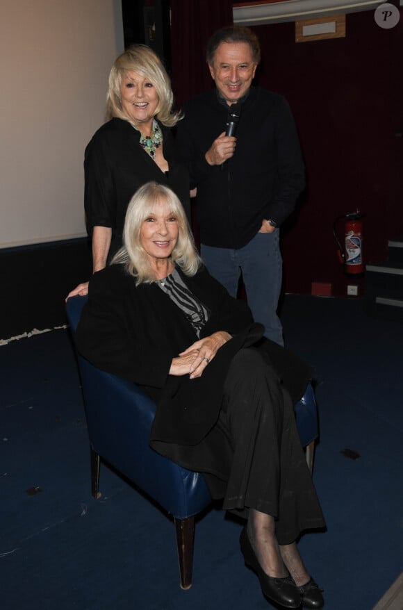 Exclusif - Mylène Demongeot avec Michel Drucker et sa femme Dany Saval au cinéma Mac Mahon à Paris le 27 octobre 2019 pour la projection lors de deux séances exceptionnelles du film "Signé Furax" de Marc Simenon, qu'elle organisait en hommage à son défunt mari. © Coadic Guirec/Bestimage