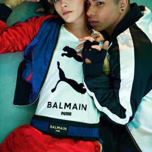 Cara Delevingne et Olivier Rousteing dans la nouvelle campagne de Puma en collaboration avec Balmain.