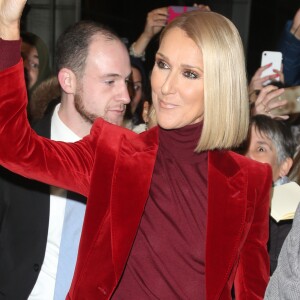 Celine Dion en look Tom Ford à la sortie de son hôtel à New York, le 14 novembre 2019