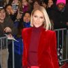 Celine Dion en look Tom Ford à la sortie de son hôtel à New York, le 14 novembre 2019
