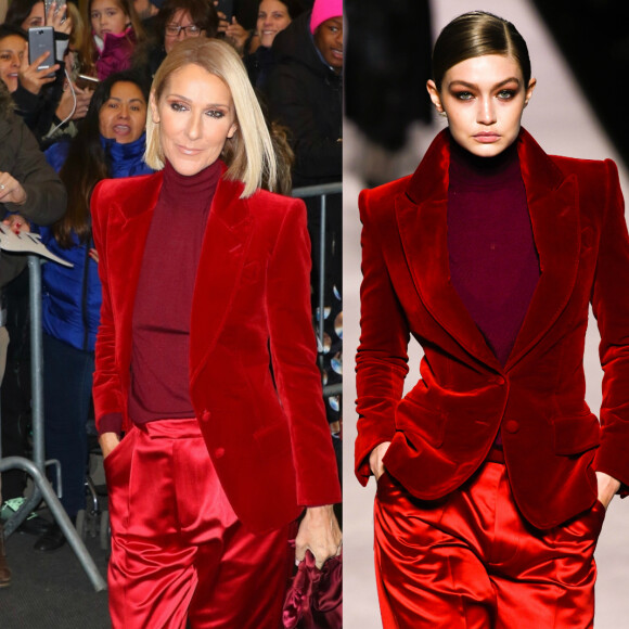 Céline Dion et Gigi Hadid portent le même look signé Tom Ford. 2019.