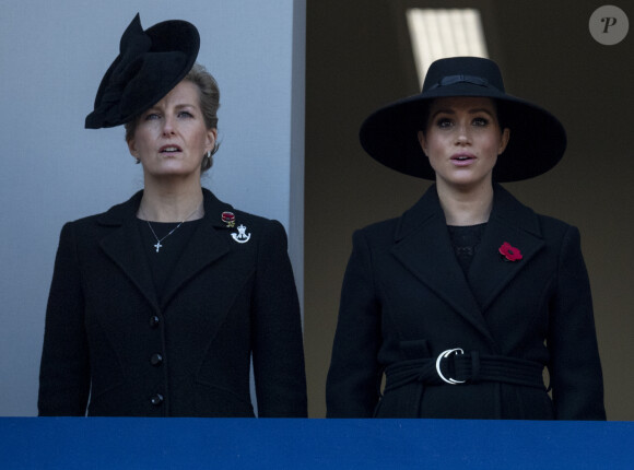 Sophie Rhys-Jones, comtesse de Wessex, Meghan Markle, duchesse de Sussex - La famille royale d'Angleterre lors du National Service of Remembrance à Londres le 10 novembre 2019.1