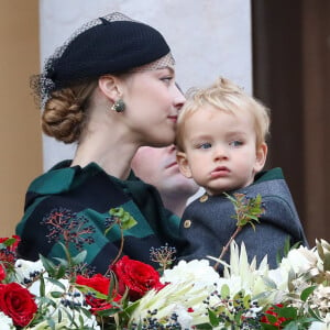 Beatrice Borromeo et son fils Franceso - La famille princière de Monaco dans la cour du palais lors de la fête Nationale monégasque à Monaco le 19 novembre 2019. © Olivier Huitel/Pool Monaco/Bestimage