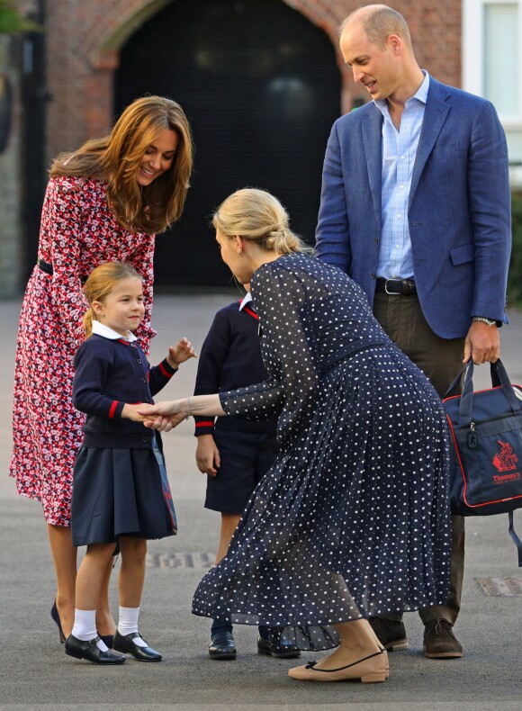 Le prince William, duc de Cambridge, et Catherine (Kate) Middleton, duchesse de Cambridge, accompagnent le prince George et la princesse Charlotte pour leur rentrée scolaire à l'école Thomas's Battersea à Londres, Royaume Uni, le 5 septembre 2019.