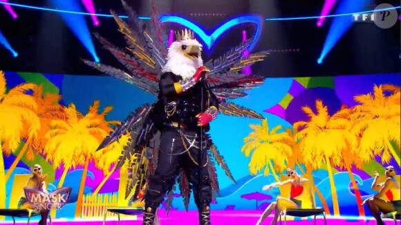 Portrait et performance de l'Aigle, personnage de "Mask Singer", sur TF1.