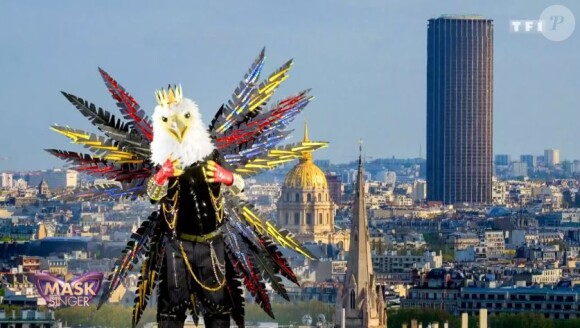 Portrait et performance de l'Aigle, personnage de "Mask Singer", sur TF1.