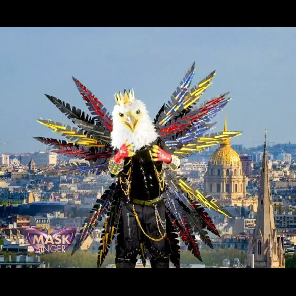 Portrait et performance de l'Aigle, personnage de "Mask Singer", sur TF1.