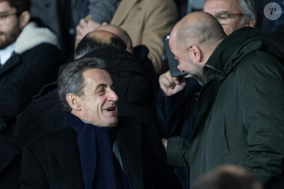 Nicolas Sarkozy et Gérard Lopez assistent au match Paris Saint-Germain - Lille pour la 14e journée du championnat de Ligue 1 Conforama, au Parc des Princes. Paris, le 22 novembre 2019.