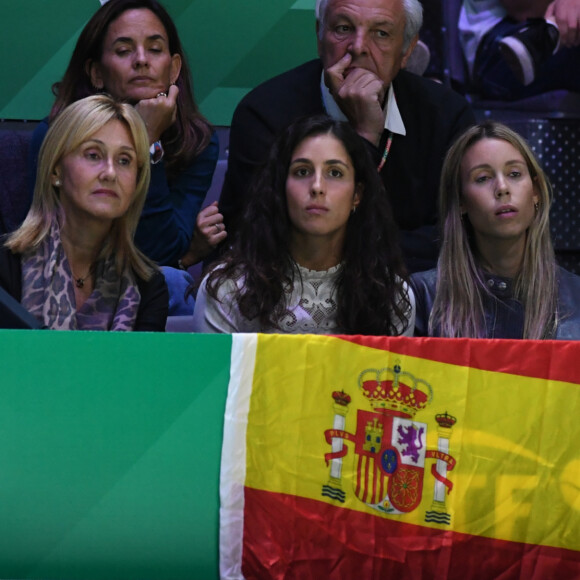 Ana María Parera, la maman de Rafael Nadal, sa femme Xisca Perello et sa soeur María Isabel Nadal lors de la finale de la Coupe Davis à Madrid, le 24 novembre 2019.