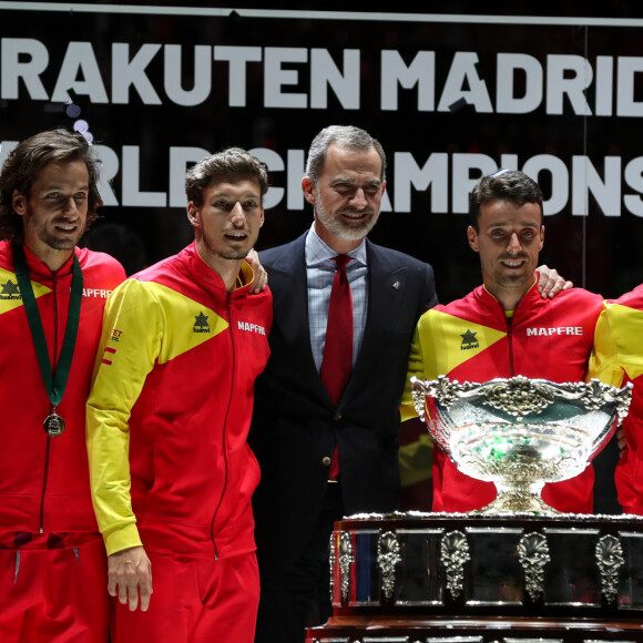 Le roi Felipe VI d'Espagne et Rafael Nadal - L'Espagne remporte la Coupe Davis à Madrid, le 24 novembre 2019, grâce à la victoire de Rafael Nadal contre Denis Shapovalov (6-3, 7-6).