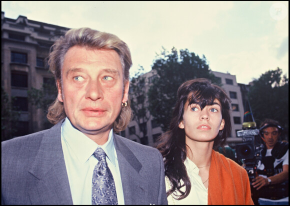 Archives- Johnny et Adeline Blondieau en juin 1991 à Paris. 