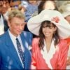 Archives- Johnny Hallyday et Adeline Blondieau le jour de leur mariage, le 9 juillet 1990 à Ramatuelle. 