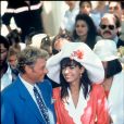 Archives- Johnny Hallyday et Adeline Blondieau le jour de leur mariage, le 9 juillet 1990 à Ramatuelle.