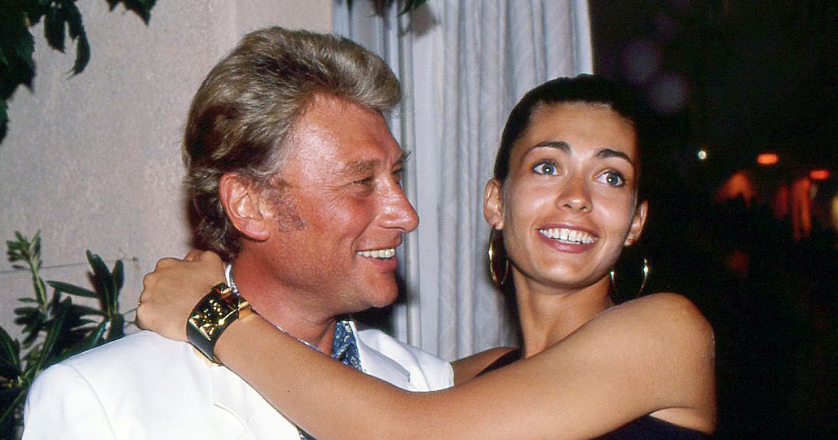 Archives Johnny Hallyday et Adeline Blondieau en juin 1990 à Saint