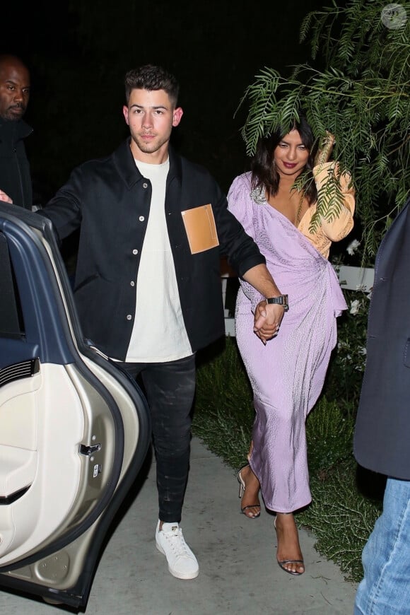 Exclusif - Nick Jonas et sa femme Priyanka Chopra quittent un évènement privé au restaurant San Vicente Bungalows à West Hollywood, le 14 octobre 2019.