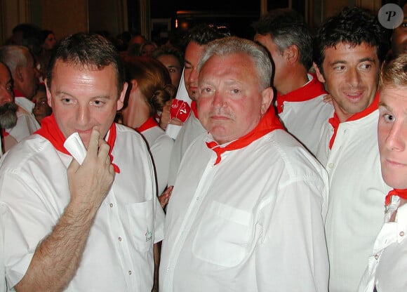 Henri Lauque, Jacques Martin et Patrick Bruel - Début des fêtes de Bayonne. Le 1er août 2000.