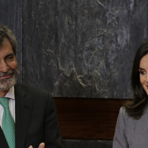 La reine Letizia d'Espagne, le roi Felipe VI à la cérémonie de remise de prix Observatory Against Domestic and Gender Violence 2019 Award à Madrid le 26 novembre 2019.