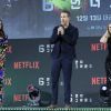 Ryan Reynolds, Mélanie Laurent et Adria Arjona à l'avant-première du film "Six Underground" (Netflix) à Séoul, en Corée du Sud, le 2 décembre 2019.