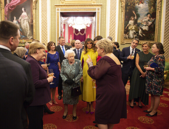 La reine Elisabeth II d'Angleterre, Melania Trump, Angela Merkel - La reine Elisabeth II d'Angleterre donne une réception à Buckingham Palace à l'occasion du Sommet de l'Otan à Londres, le 3 décembre 2019.