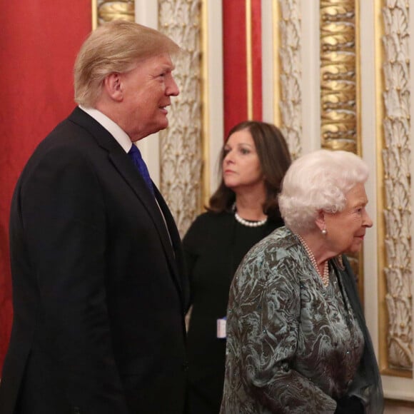 La reine Elisabeth II d'Angleterre, Donald Trump - La reine Elisabeth II d'Angleterre donne une réception à Buckingham Palace à l'occasion du Sommet de l'Otan à Londres, le 3 décembre 2019.