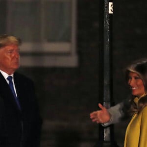 Emmanuel Macron, Donald Trump et Mélania Trump lors d'une réception chez le Premier Ministre Britannique Boris Johnson au 10 Downing Street. Royaume-Uni, Londres, 3 décembre 2019.