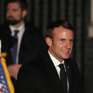 Le président français Emmanuel Macron lors d'une réception chez le Premier Ministre Britannique Boris Johnson au 10 Downing Street. Royaume-Uni, Londres, 3 décembre 2019.