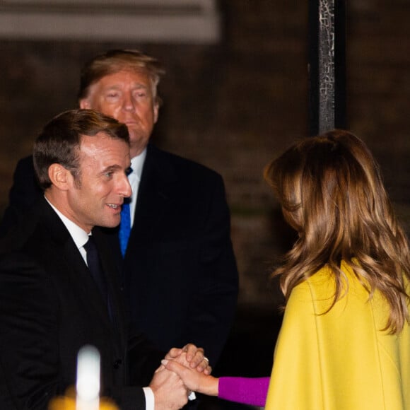 Emmanuel Macron, Donald Trump et Mélania Trump lors d'une réception chez le Premier Ministre Britannique B. Johnson au 10 Downing Street. Royaume-Uni, Londres, 3 décembre 2019. © Alain Rolland/Imagebuzz/Bestimage