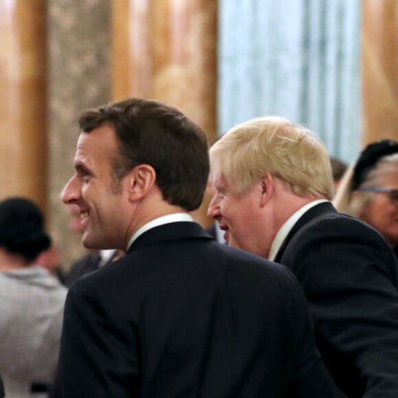 Le président Emmanuel Macron, Boris Johnson - Réception au palais de Buckingham en l'honneur des participants à l'anniversaire des 70 ans de l'Otan le 3 décembre 2019.