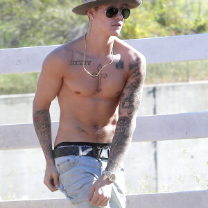 Justin Bieber fait du cheval au Griffith Park à Los Angeles, le 12 mai 2014.