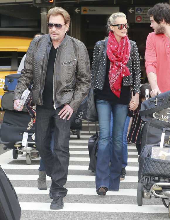 Johnny et Laeticia Hallyday à Los Angeles le 12 janvier 2014.