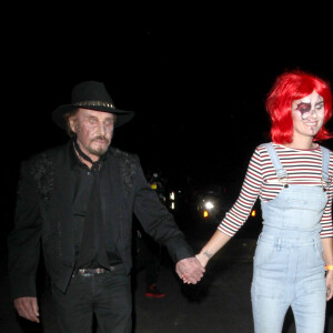 Johnny Hallyday et sa femme Laeticia Hallyday - Célébrités arrivant à la fête d'Halloween de Kate Hudson à Los Angeles le 28 octobre 2016.