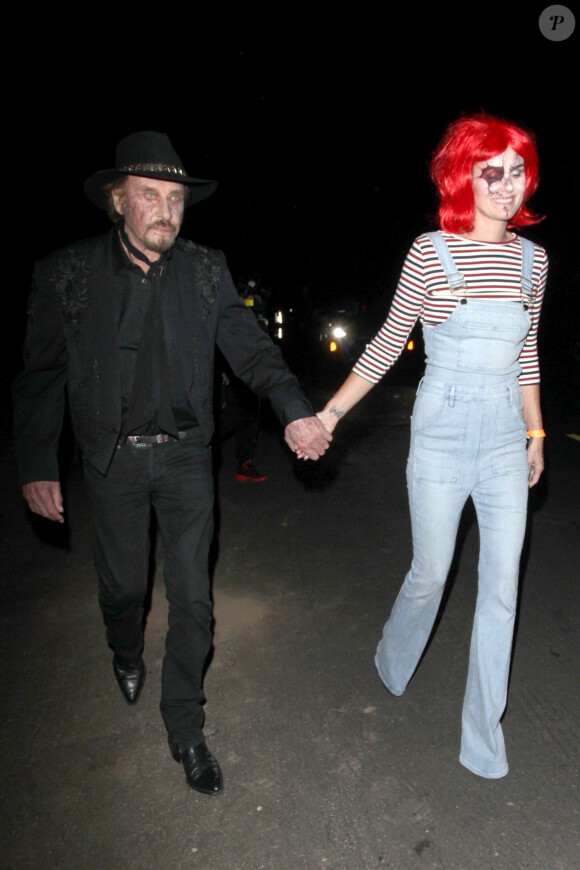 Johnny Hallyday et sa femme Laeticia Hallyday - Célébrités arrivant à la fête d'Halloween de Kate Hudson à Los Angeles le 28 octobre 2016.