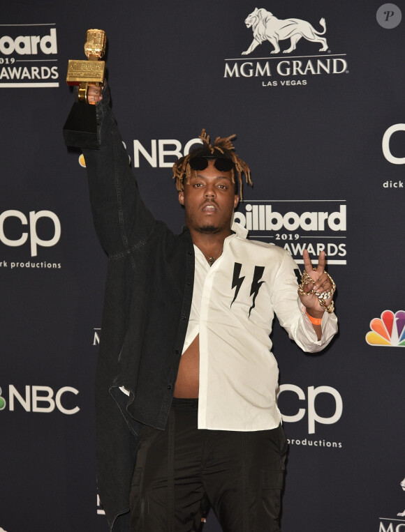 Juice Wrld dans la press room des "2019 Billboards Music Awards" au MGM Grand Garden Arena à Las Vegas, le 1er mai 2019.