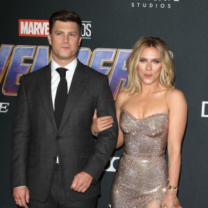 Scarlett Johansson et son compagnon Colin Jost - Avant-première du film "Avengers : Endgame" à Los Angeles, le 22 avril 2019.