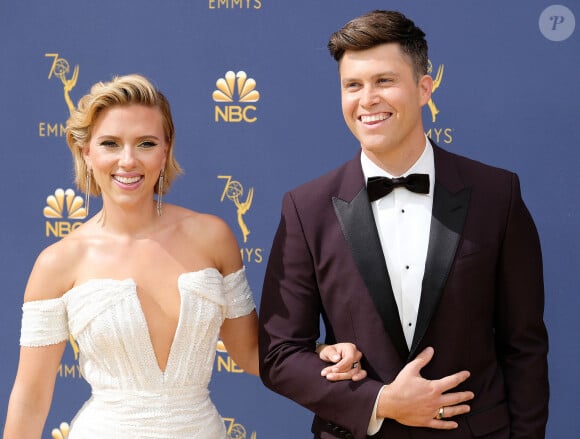 Scarlett Johansson, Colin Jost People au 70ème Primetime Emmy Awards au théâtre Microsoft à Los Angeles le 17 septembre 2018.