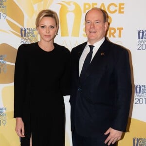 La princesse Charlene et le prince Albert de Monaco aux Peace and Sport Awards 2019, à Monaco, le 12 décembre 2019. © Eric Mathon / Palais princier - Michael Alesi / Direction de la Communication