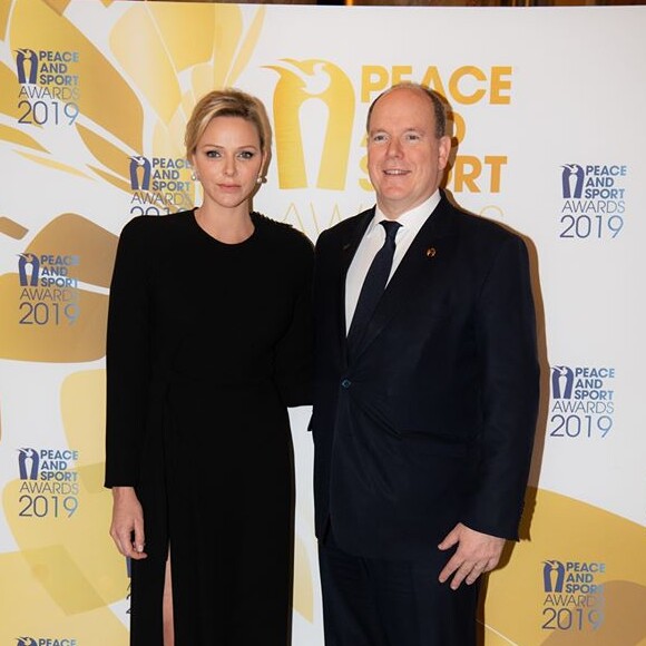 La princesse Charlene et le prince Albert de Monaco aux Peace and Sport Awards 2019, à Monaco, le 12 décembre 2019. © Eric Mathon / Palais princier - Michael Alesi / Direction de la Communication