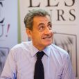 Nicolas Sarkozy dédicace son livre "Passions" à la librairie Filigranes à Bruxelles le 18 octobre 2019.