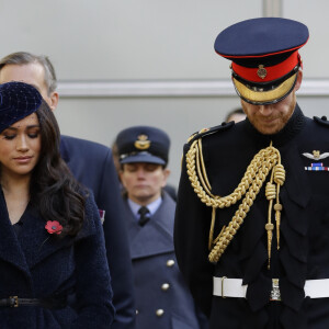 Le prince Harry, duc de Sussex, et Meghan Markle, duchesse de Sussex, assistent au 91ème 'Remembrance Day', une cérémonie d'hommage à tous ceux qui sont battus pour la Grande-Bretagne, à Westminster Abbey, le 7 novembre 2019.