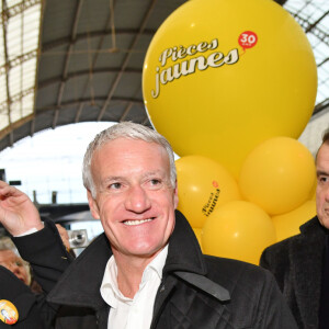 Christophe Beaugrand, Didier Deschamps et Christian Estrosi, le maire de Nice, durant le départ du train des Pièces Jaunes à la gare de Nice le 19 janvier 2019. © Bruno Bebert/Bestimage