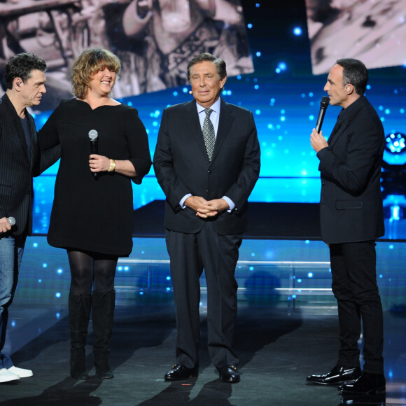 Exclusif - Marc Lavoine, Jean-Pierre Foucault, sa fille Virginie Foucault et Nikos Aliagas - Surprises - Enregistrement de l'émission "La Chanson secrète 4", qui sera diffusée le 4 janvier 2020 sur TF1, à Paris. Le 17 décembre 2019 © Gaffiot-Perusseau / Bestimage