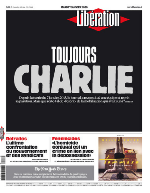 Une de Libération, le 7 jan 2020.