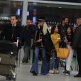Exclusif - Laeticia Hallyday, ses filles Jade et Joy, Pascal Balland - Laeticia Hallyday, son compagnon et toute la famille arrivent à l'aéroport de Paris-Orly après avoir passé des vacances et le nouvel An à Marrakech au Maroc, à Orly, France, le 3 janvier 2020.