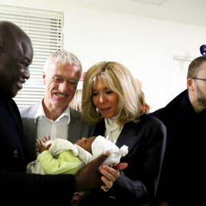 Brigitte Macron (Présidente de la Fondation Hôpitaux de Paris-Hôpitaux de France), Didier Deschamps, parrain de l'opération Pièces Jaunes 2020 lors du lancement de la 31ème édition de l'opération Pièce Jaunes au Centre Hospitalier Régional d'Orléans le 8 janvier 2020. © Dominique Jacovides / Bestimage