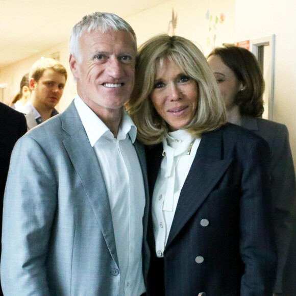 Brigitte Macron (Présidente de la Fondation Hôpitaux de Paris-Hôpitaux de France), Didier Deschamps, parrain de l'opération Pièces Jaunes 2020 lors du lancement de la 31ème édition de l'opération Pièce Jaunes au Centre Hospitalier Régional d'Orléans le 8 janvier 2020. © Dominique Jacovides / Bestimage