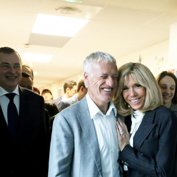 Brigitte Macron (Présidente de la Fondation Hôpitaux de Paris-Hôpitaux de France), Didier Deschamps, parrain de l'opération Pièces Jaunes 2020 lors du lancement de la 31ème édition de l'opération Pièce Jaunes au Centre Hospitalier Régional d'Orléans le 8 janvier 2020. © Dominique Jacovides / Bestimage