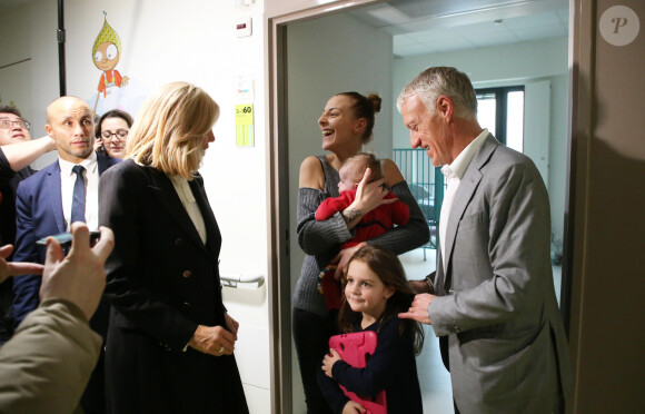 Brigitte Macron (Présidente de la Fondation Hôpitaux de Paris-Hôpitaux de France), Didier Deschamps, parrain de l'opération Pièces Jaunes 2020 lors du lancement de la 31ème édition de l'opération Pièce Jaunes au Centre Hospitalier Régional d'Orléans le 8 janvier 2020. © Dominique Jacovides / Bestimage
